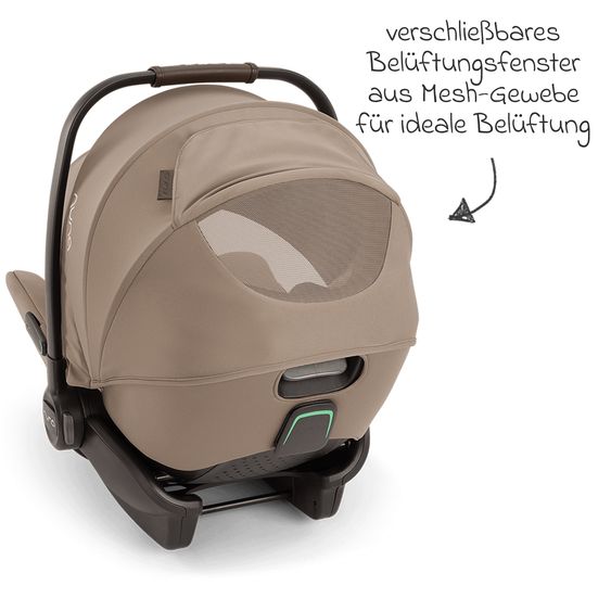 Nuna Babyschale ARRA flex i-Size ab Geburt bis 13 kg (40 cm - 87 cm) Liegeposition 157° inkl. Sitzverkleinerer & Sonnenverdeck nur 3,9 kg - Cedar