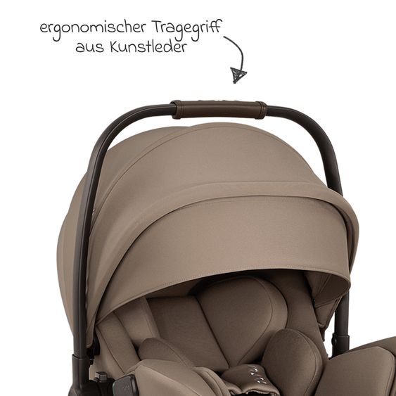 Nuna Babyschale ARRA flex i-Size ab Geburt bis 13 kg (40 cm - 87 cm) Liegeposition 157° inkl. Sitzverkleinerer & Sonnenverdeck nur 3,9 kg - Cedar