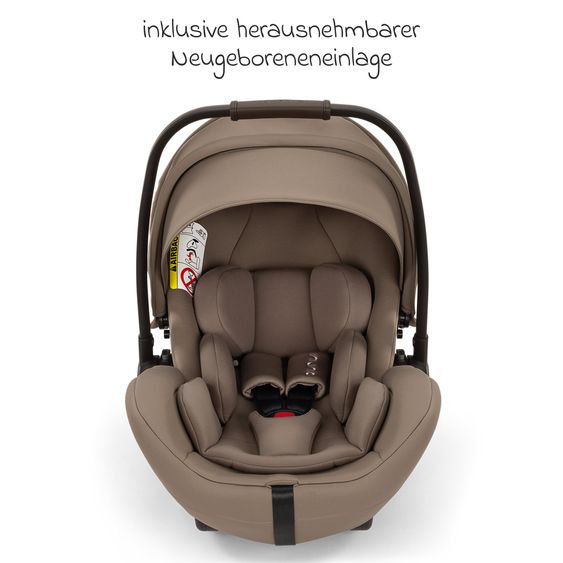 Nuna Babyschale ARRA flex i-Size ab Geburt bis 13 kg (40 cm - 87 cm) Liegeposition 157° inkl. Sitzverkleinerer & Sonnenverdeck nur 3,9 kg - Cedar