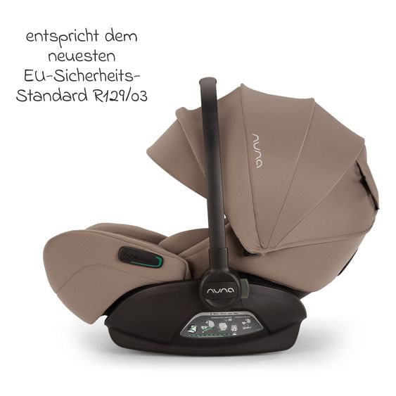 Nuna Babyschale ARRA flex i-Size ab Geburt bis 13 kg (40 cm - 87 cm) Liegeposition 157° inkl. Sitzverkleinerer & Sonnenverdeck nur 3,9 kg - Cedar