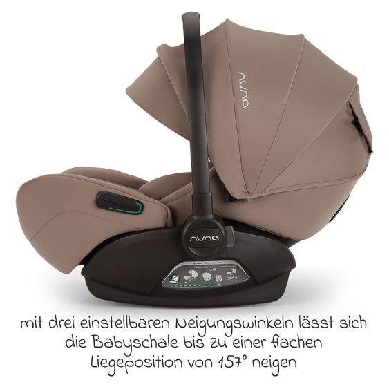 Nuna Babyschale ARRA flex i-Size ab Geburt bis 13 kg (40 cm - 87 cm) Liegeposition 157° inkl. Sitzverkleinerer & Sonnenverdeck nur 3,9 kg - Cedar