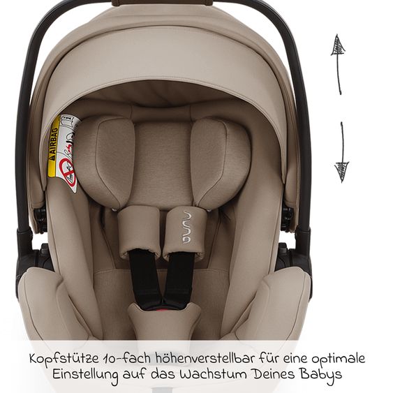 Nuna Babyschale ARRA flex i-Size ab Geburt bis 13 kg (40 cm - 87 cm) Liegeposition 157° inkl. Sitzverkleinerer & Sonnenverdeck nur 3,9 kg - Chateau