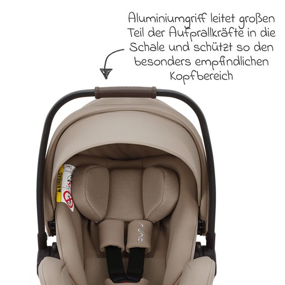 Nuna Babyschale ARRA flex i-Size ab Geburt bis 13 kg (40 cm - 87 cm) Liegeposition 157° inkl. Sitzverkleinerer & Sonnenverdeck nur 3,9 kg - Chateau