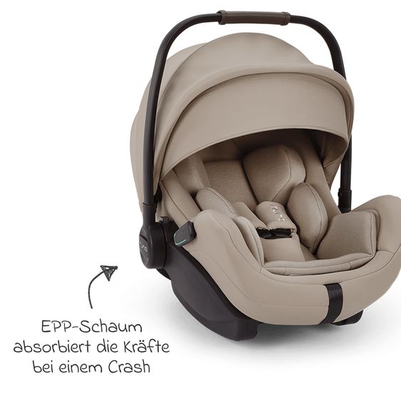 Nuna Babyschale ARRA flex i-Size ab Geburt bis 13 kg (40 cm - 87 cm) Liegeposition 157° inkl. Sitzverkleinerer & Sonnenverdeck nur 3,9 kg - Chateau