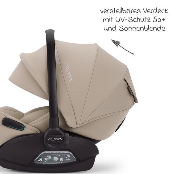 Nuna Babyschale ARRA flex i-Size ab Geburt bis 13 kg (40 cm - 87 cm) Liegeposition 157° inkl. Sitzverkleinerer & Sonnenverdeck nur 3,9 kg - Chateau