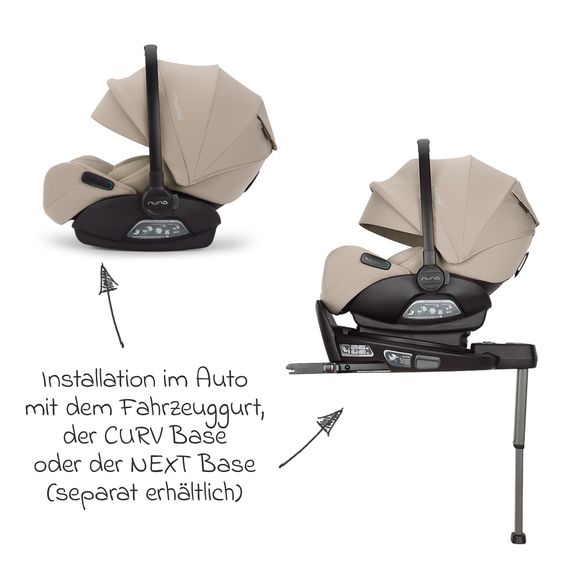 Nuna Babyschale ARRA flex i-Size ab Geburt bis 13 kg (40 cm - 87 cm) Liegeposition 157° inkl. Sitzverkleinerer & Sonnenverdeck nur 3,9 kg - Chateau
