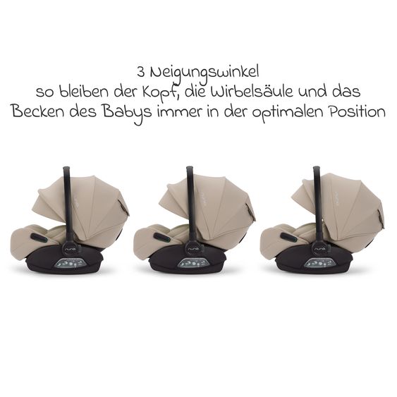 Nuna Babyschale ARRA flex i-Size ab Geburt bis 13 kg (40 cm - 87 cm) Liegeposition 157° inkl. Sitzverkleinerer & Sonnenverdeck nur 3,9 kg - Chateau