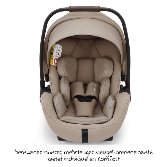 Nuna Babyschale ARRA flex i-Size ab Geburt bis 13 kg (40 cm - 87 cm) Liegeposition 157° inkl. Sitzverkleinerer & Sonnenverdeck nur 3,9 kg - Chateau