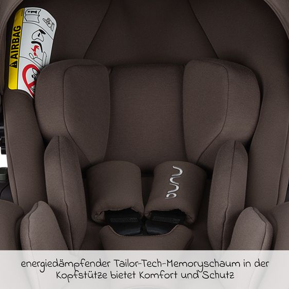 Nuna Babyschale ARRA flex i-Size ab Geburt bis 13 kg (40 cm - 87 cm) Liegeposition 157° inkl. Sitzverkleinerer & Sonnenverdeck nur 3,9 kg - Chestnut