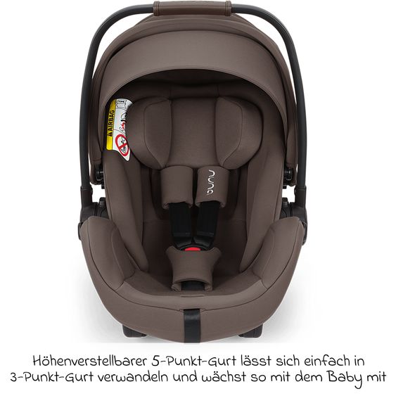 Nuna Babyschale ARRA flex i-Size ab Geburt bis 13 kg (40 cm - 87 cm) Liegeposition 157° inkl. Sitzverkleinerer & Sonnenverdeck nur 3,9 kg - Chestnut