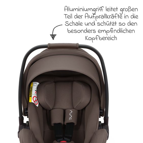 Nuna Babyschale ARRA flex i-Size ab Geburt bis 13 kg (40 cm - 87 cm) Liegeposition 157° inkl. Sitzverkleinerer & Sonnenverdeck nur 3,9 kg - Chestnut