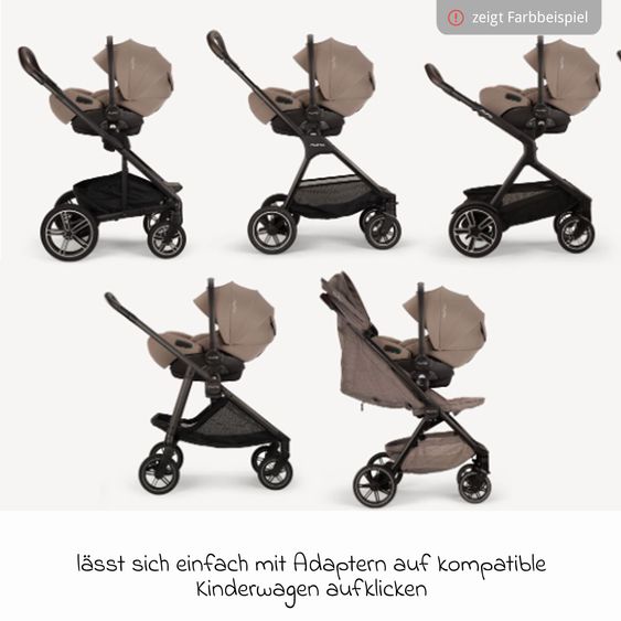 Nuna Babyschale ARRA flex i-Size ab Geburt bis 13 kg (40 cm - 87 cm) Liegeposition 157° inkl. Sitzverkleinerer & Sonnenverdeck nur 3,9 kg - Chestnut
