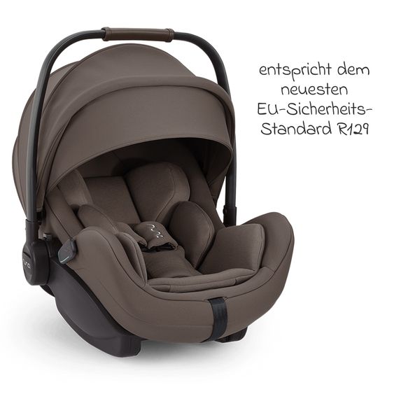 Nuna Babyschale ARRA flex i-Size ab Geburt bis 13 kg (40 cm - 87 cm) Liegeposition 157° inkl. Sitzverkleinerer & Sonnenverdeck nur 3,9 kg - Chestnut
