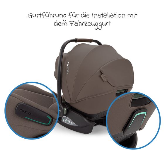 Nuna Babyschale ARRA flex i-Size ab Geburt bis 13 kg (40 cm - 87 cm) Liegeposition 157° inkl. Sitzverkleinerer & Sonnenverdeck nur 3,9 kg - Chestnut