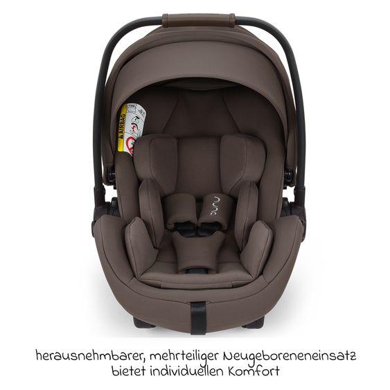 Nuna Babyschale ARRA flex i-Size ab Geburt bis 13 kg (40 cm - 87 cm) Liegeposition 157° inkl. Sitzverkleinerer & Sonnenverdeck nur 3,9 kg - Chestnut