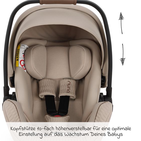 Nuna Babyschale ARRA flex i-Size ab Geburt bis 13 kg (40 cm - 87 cm) Liegeposition 157° inkl. Sitzverkleinerer & Sonnenverdeck nur 3,9 kg - Cosmopolitan
