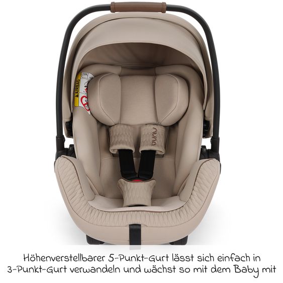 Nuna Babyschale ARRA flex i-Size ab Geburt bis 13 kg (40 cm - 87 cm) Liegeposition 157° inkl. Sitzverkleinerer & Sonnenverdeck nur 3,9 kg - Cosmopolitan