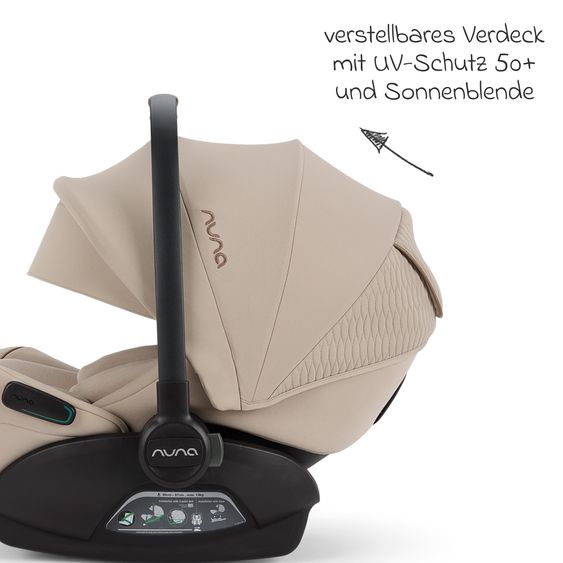 Nuna Babyschale ARRA flex i-Size ab Geburt bis 13 kg (40 cm - 87 cm) Liegeposition 157° inkl. Sitzverkleinerer & Sonnenverdeck nur 3,9 kg - Cosmopolitan