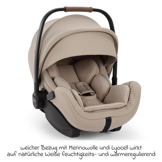 Nuna Babyschale ARRA flex i-Size ab Geburt bis 13 kg (40 cm - 87 cm) Liegeposition 157° inkl. Sitzverkleinerer & Sonnenverdeck nur 3,9 kg - Cosmopolitan