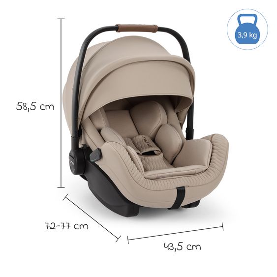 Nuna Babyschale ARRA flex i-Size ab Geburt bis 13 kg (40 cm - 87 cm) Liegeposition 157° inkl. Sitzverkleinerer & Sonnenverdeck nur 3,9 kg - Cosmopolitan