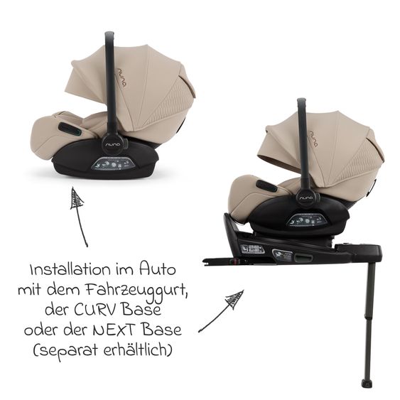 Nuna Babyschale ARRA flex i-Size ab Geburt bis 13 kg (40 cm - 87 cm) Liegeposition 157° inkl. Sitzverkleinerer & Sonnenverdeck nur 3,9 kg - Cosmopolitan