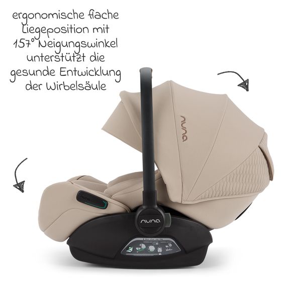 Nuna Babyschale ARRA flex i-Size ab Geburt bis 13 kg (40 cm - 87 cm) Liegeposition 157° inkl. Sitzverkleinerer & Sonnenverdeck nur 3,9 kg - Cosmopolitan