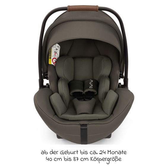 Nuna Babyschale ARRA flex i-Size ab Geburt bis 13 kg (40 cm - 87 cm) Liegeposition 157° inkl. Sitzverkleinerer & Sonnenverdeck nur 3,9 kg - Pine