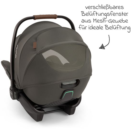 Nuna Babyschale ARRA flex i-Size ab Geburt bis 13 kg (40 cm - 87 cm) Liegeposition 157° inkl. Sitzverkleinerer & Sonnenverdeck nur 3,9 kg - Pine