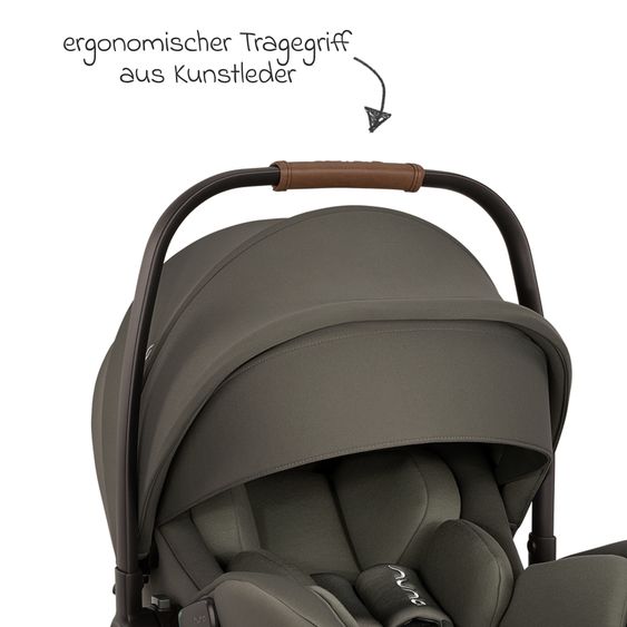 Nuna Babyschale ARRA flex i-Size ab Geburt bis 13 kg (40 cm - 87 cm) Liegeposition 157° inkl. Sitzverkleinerer & Sonnenverdeck nur 3,9 kg - Pine