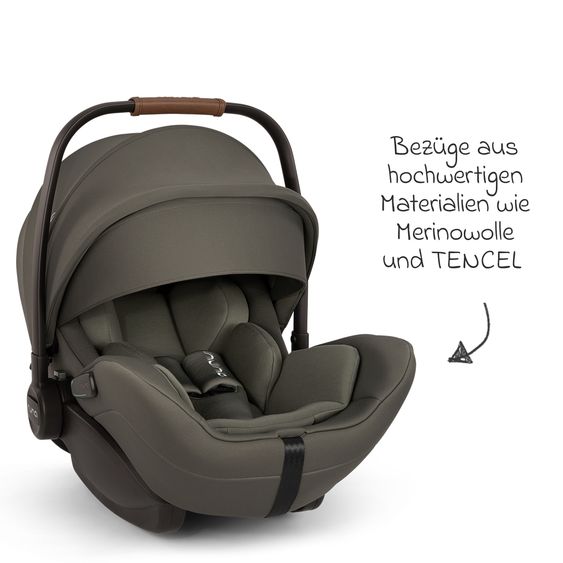 Nuna ARRA flex i-Size infant car seat from birth to 13 kg (40 cm - 87 cm) reclining position 157° incl. seat reducer & sun canopy only 3.9 kg - Pine