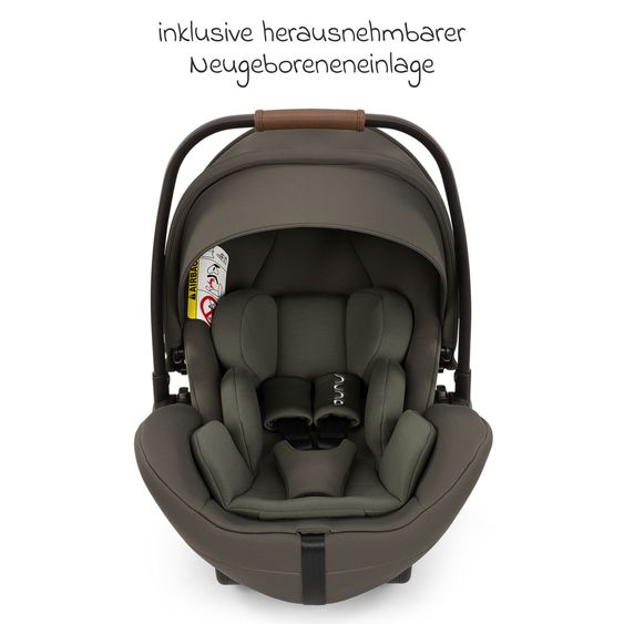 Nuna ARRA flex i-Size infant car seat from birth to 13 kg (40 cm - 87 cm) reclining position 157° incl. seat reducer & sun canopy only 3.9 kg - Pine