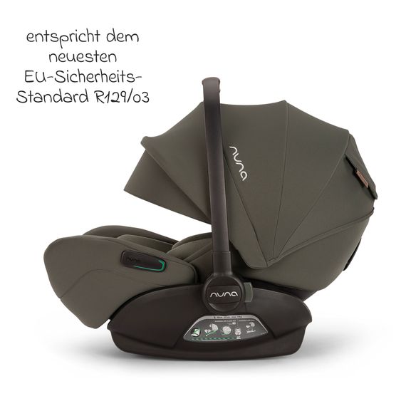 Nuna Babyschale ARRA flex i-Size ab Geburt bis 13 kg (40 cm - 87 cm) Liegeposition 157° inkl. Sitzverkleinerer & Sonnenverdeck nur 3,9 kg - Pine