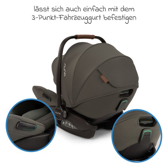 Nuna Seggiolino auto ARRA flex i-Size dalla nascita fino a 13 kg (40 cm - 87 cm) posizione reclinabile 157° incluso riduttore di seduta e capottina solo 3,9 kg - Pine