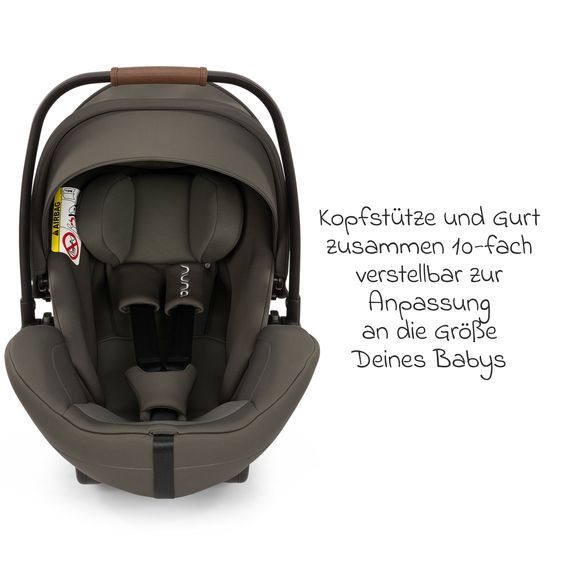 Nuna Babyschale ARRA flex i-Size ab Geburt bis 13 kg (40 cm - 87 cm) Liegeposition 157° inkl. Sitzverkleinerer & Sonnenverdeck nur 3,9 kg - Pine