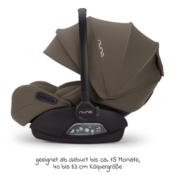 Nuna Babyschale ARRA flex i-Size ab Geburt bis 13 kg (40 cm - 87 cm) Liegeposition 157° inkl. Sitzverkleinerer & Sonnenverdeck nur 3,9 kg - Pistachio