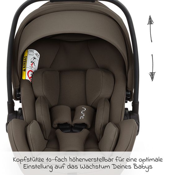 Nuna Babyschale ARRA flex i-Size ab Geburt bis 13 kg (40 cm - 87 cm) Liegeposition 157° inkl. Sitzverkleinerer & Sonnenverdeck nur 3,9 kg - Pistachio