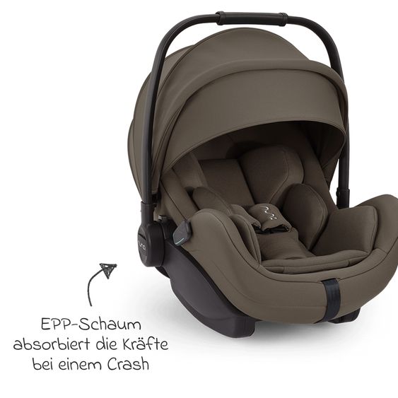 Nuna Babyschale ARRA flex i-Size ab Geburt bis 13 kg (40 cm - 87 cm) Liegeposition 157° inkl. Sitzverkleinerer & Sonnenverdeck nur 3,9 kg - Pistachio