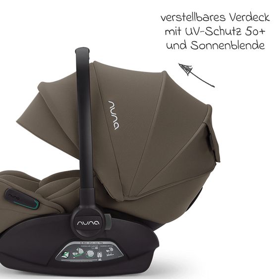 Nuna Babyschale ARRA flex i-Size ab Geburt bis 13 kg (40 cm - 87 cm) Liegeposition 157° inkl. Sitzverkleinerer & Sonnenverdeck nur 3,9 kg - Pistachio