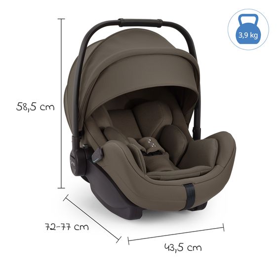 Nuna Babyschale ARRA flex i-Size ab Geburt bis 13 kg (40 cm - 87 cm) Liegeposition 157° inkl. Sitzverkleinerer & Sonnenverdeck nur 3,9 kg - Pistachio