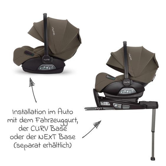 Nuna Babyschale ARRA flex i-Size ab Geburt bis 13 kg (40 cm - 87 cm) Liegeposition 157° inkl. Sitzverkleinerer & Sonnenverdeck nur 3,9 kg - Pistachio