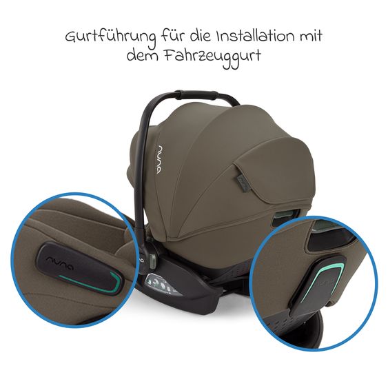 Nuna Babyschale ARRA flex i-Size ab Geburt bis 13 kg (40 cm - 87 cm) Liegeposition 157° inkl. Sitzverkleinerer & Sonnenverdeck nur 3,9 kg - Pistachio