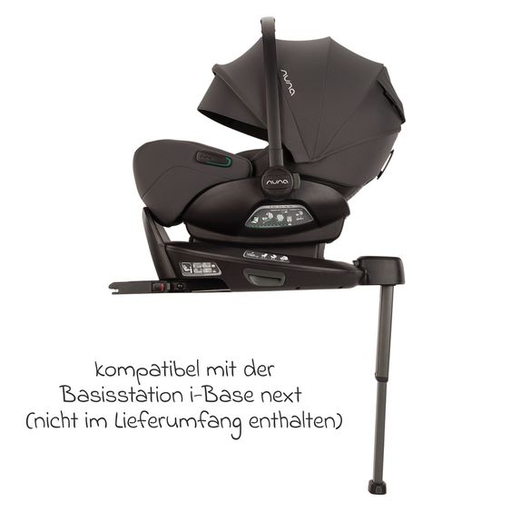 Nuna Babyschale ARRA flex i-Size ab Geburt bis 13 kg (40 cm - 87 cm) Liegeposition 157° inkl. Sitzverkleinerer & Sonnenverdeck nur 3,9 kg - Thunder