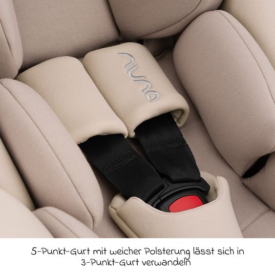 Nuna Babyschale ARRA flex i-Size inkl. Base Curv ab Geburt bis 13 kg (40 cm - 87 cm) Liegeposition 157° , Sitzverkleinerer, Sonnenverdeck, Polsterschutz, Spieltier - Biscotti