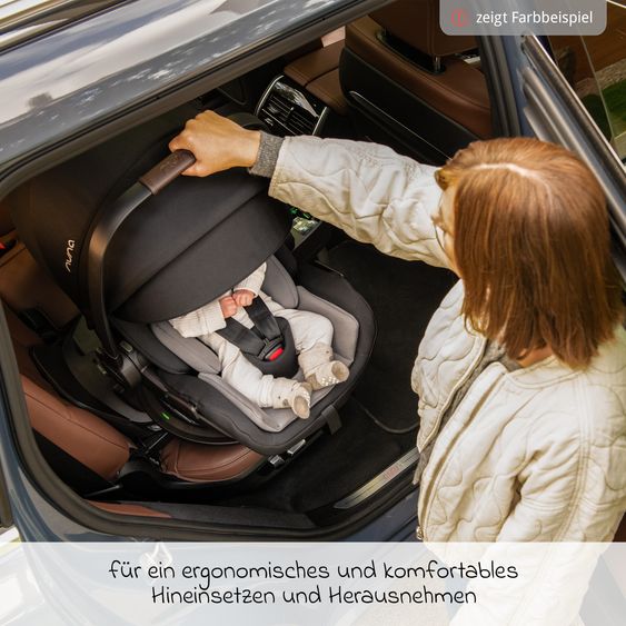 Nuna Babyschale ARRA flex i-Size inkl. Base Curv ab Geburt bis 13 kg (40 cm - 87 cm) Liegeposition 157° , Sitzverkleinerer, Sonnenverdeck, Polsterschutz, Spieltier - Thunder