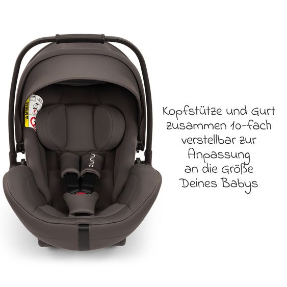 Nuna Babyschale ARRA flex i-Size inkl. Base Curv ab Geburt bis 13 kg (40 cm - 87 cm) Liegeposition 157° , Sitzverkleinerer, Sonnenverdeck, Polsterschutz, Spieltier - Thunder
