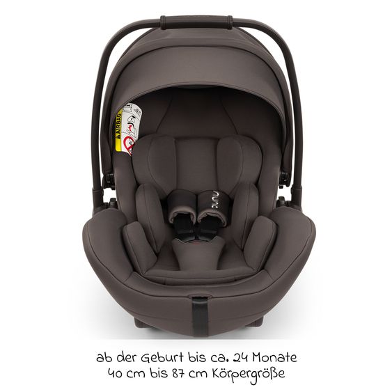 Nuna Babyschale ARRA flex i-Size inkl. Base Curv ab Geburt bis 13 kg (40 cm - 87 cm) Liegeposition 157° , Sitzverkleinerer, Sonnenverdeck, Polsterschutz, Spieltier - Thunder
