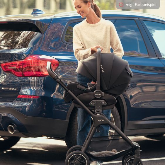 Nuna Babyschale ARRA flex i-Size inkl. Base Curv ab Geburt bis 13 kg (40 cm - 87 cm) Liegeposition 157° , Sitzverkleinerer, Sonnenverdeck, Polsterschutz, Spieltier - Thunder
