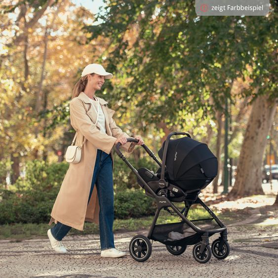 Nuna Babyschale ARRA flex i-Size inkl. Base Curv ab Geburt bis 13 kg (40 cm - 87 cm) Liegeposition 157° , Sitzverkleinerer, Sonnenverdeck, Polsterschutz, Spieltier - Thunder