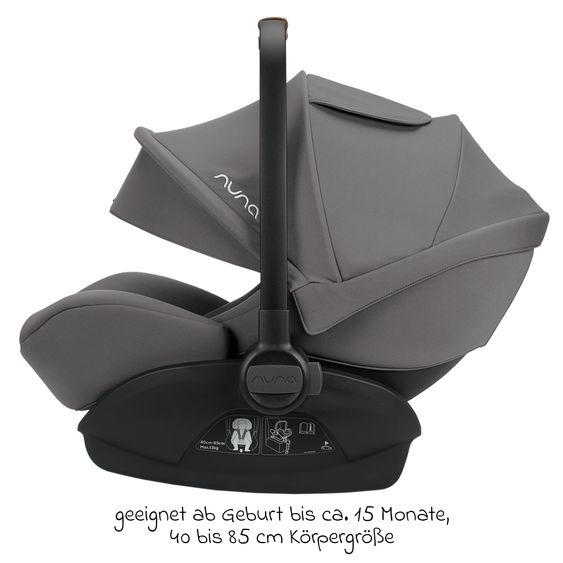 Nuna Seggiolino auto ARRA next dalla nascita fino a 13 kg (40 cm - 85 cm) con riduttore di seduta e capottina solo 3,5 kg - Granito