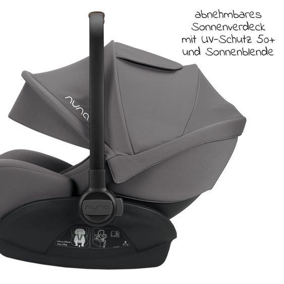 Nuna Seggiolino auto ARRA next dalla nascita fino a 13 kg (40 cm - 85 cm) con riduttore di seduta e capottina solo 3,5 kg - Granito